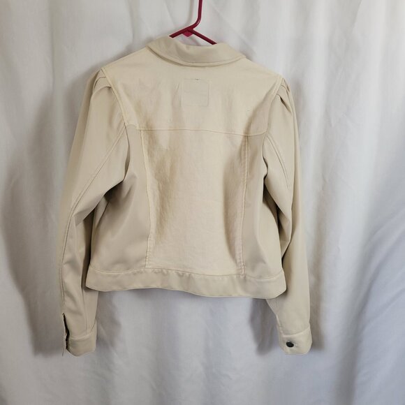 Bagatelle Ultra Soft Large Jacket Vegan Leather Button Front Beige pockets EUC - Picture 3 of 14